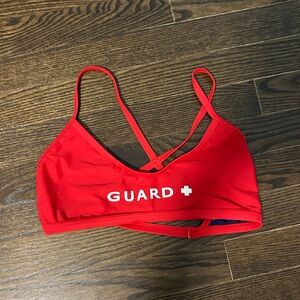 Guard cross back red bikini top